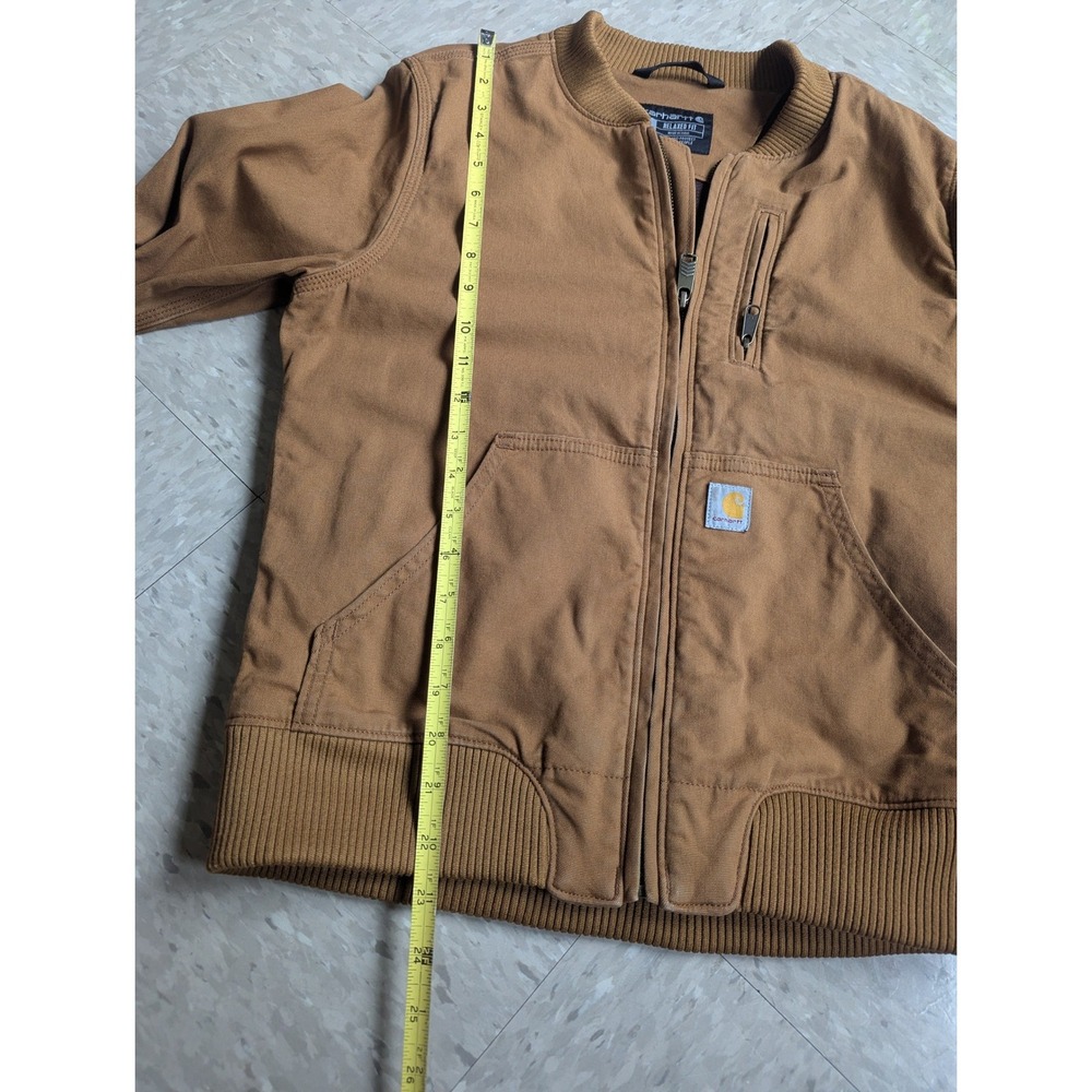 Carhartt Womens Rugged Flex Canvas Bomber Jacket Brown OJ2524-W Sz S Relaxed Fit - Picture 3 of 9